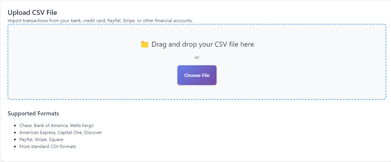 Import from bank statements
