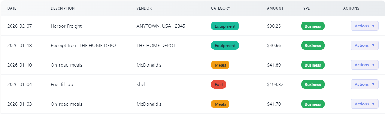 Expense Tracking screenshot