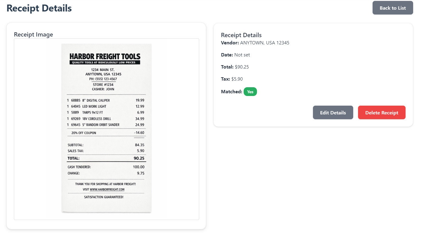 Track receipts with OCR scanning