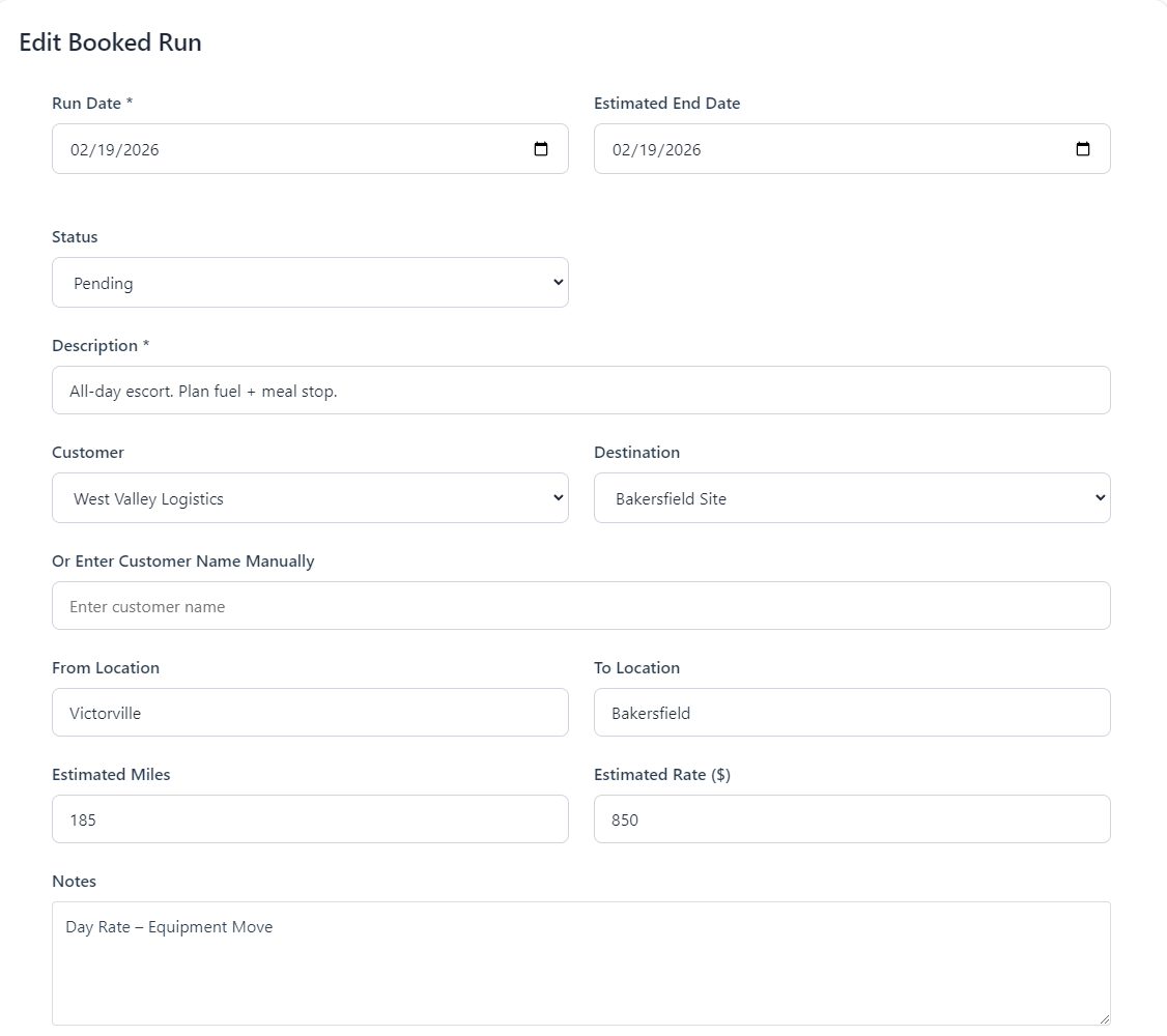Run details and tracking