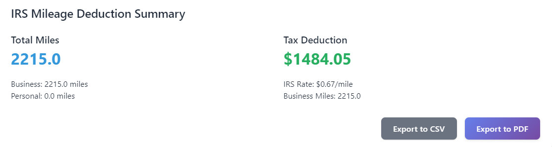 Generate mileage reports